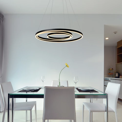 Lucide TRINITI - Pendant light - Ø 80 cm - LED Dim. - 3000K - Black - atmosphere 1